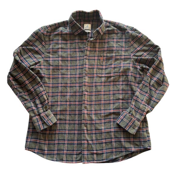 Johnnie-On Hanging out Flannel Large Button Up Red Plaid - Picture 1 of 8